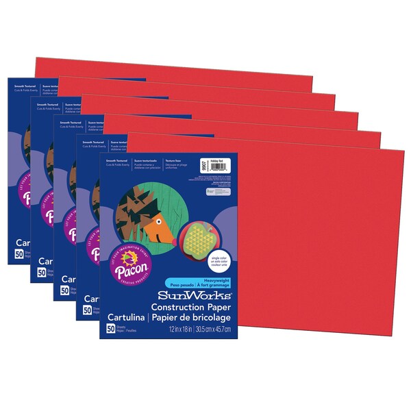 SunWorks Construction Paper, Holiday Red, 12x18in, PK250